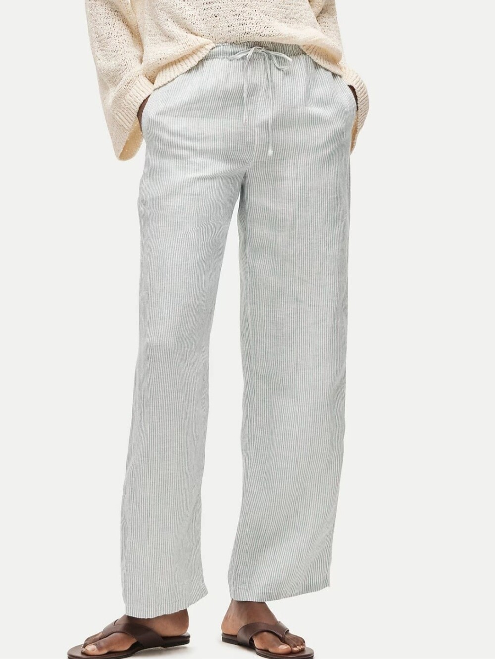 J. Crew Light Khaki Pinstripe Drawstring Stretchy Pants.